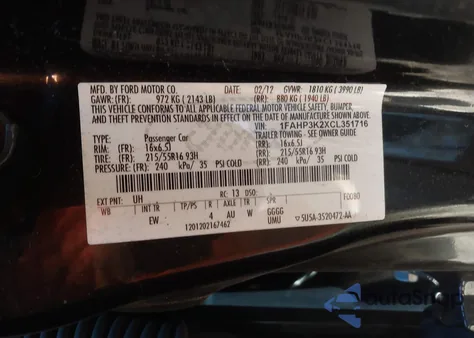 2012 Ford Focus Se z USA, uszkodzony, nr VIN 1FAHP3K2XCL351716